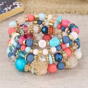 Colorful Tree of Life Beaded Bracelet Set